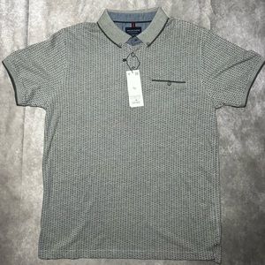 DENIM&FLOWER Grey Short sleeved polo shirt Gray Cotton NEW with Tags Men’s Large
